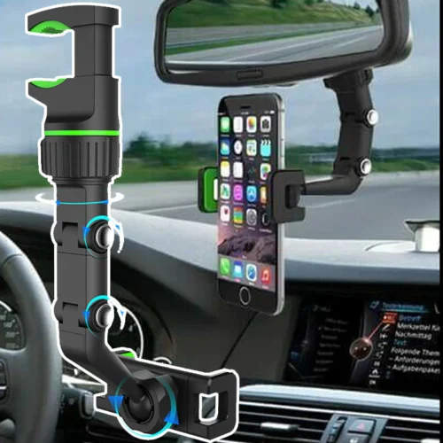 Стойка 3520-5 за телефон за кола Въртяща се на 360 градуса стойка Огледало за обратно виждане GPS навигация Автоматична поддръжка на телефон Многофункционален държач за телефон