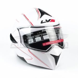 МОДУЛАРНА КАСКА A199 LVS WHITE / RED + ВГРАДЕНИ ТЪМНИ ОЧИЛА