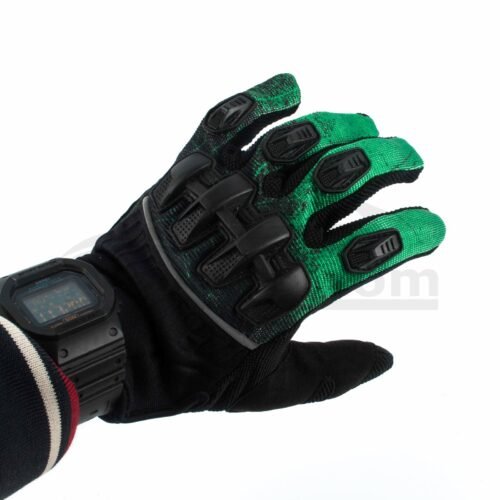 Ръкавици за мотоциклет MadBike/GREEN със сензор който позволява да се работи с устройства с тъч скрийн