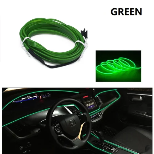 Интериорно -Амбиентно Осветление на Автомобили – 3м. Зелен