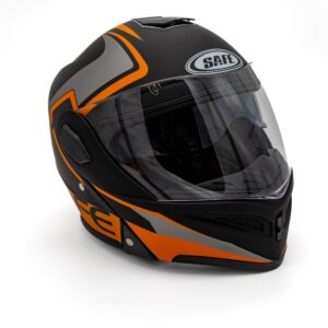 Каска за мотор SAFE модуларна с очила ORANGE