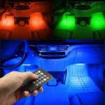 Интериорна автомобилна 12 LED светлинна лента, Дистанционно управление Цветни RGB интериорни светлини - Image 4