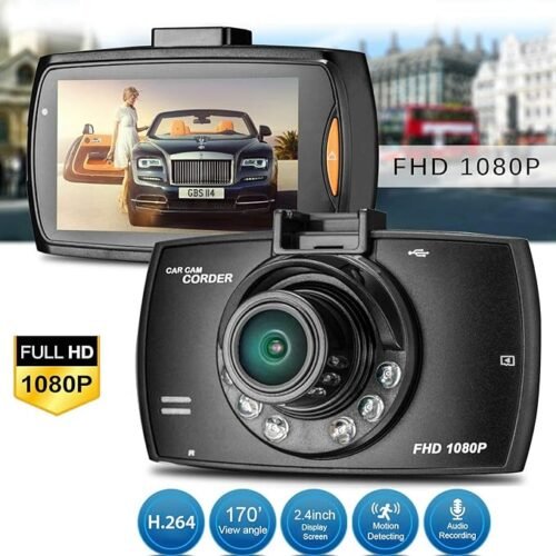 Камера за автомобилно табло Видео DVR Рекордер Нощно виждане + G-сензор 1080P HD 2.4″ LCD Автомобилен регистратор DVR Рекордер Видеокамера за нощно виждане G-сензор