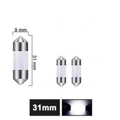 Лед крушки 2бр. сулфидни COB Керамична обвивка C5W LED 12V 6500K - 31мм