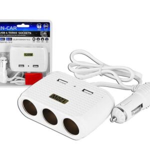 Разклонител №2113 за запалка на кола/камион с 3 гнезда, 2 USB, 120W, 12/24V DC